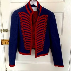 Sandro Paris navy and red bomber blazer